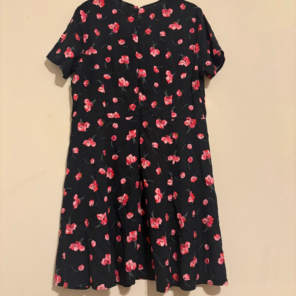 Gap + Short Sleeve Black/Pink Floral Print Fit and Flare Dress 16 - Picture 8 of 15